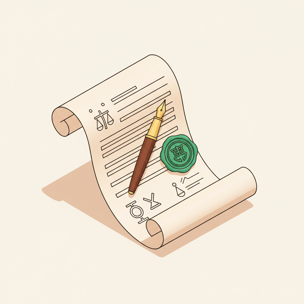 Legal document with seal representing Terms of Service